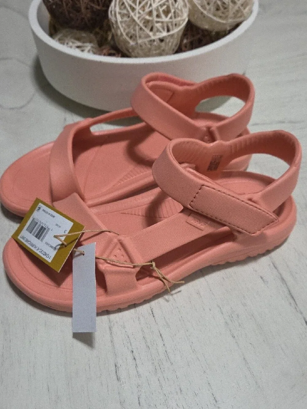 Teva Kids Coral Pink Slip-On Sandals with Heel Strap